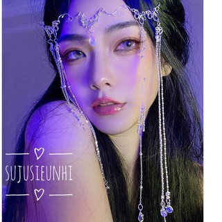 (CÓ VIDEO)Dây cài trán họa tiết hoa đính giọt nước cosplay cổ phong Trung Hoa