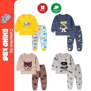 Bộ quần áo tay dài bé trai chất liệu cotton thu đông in hình siêu nhân phong cách Hàn Quốc
