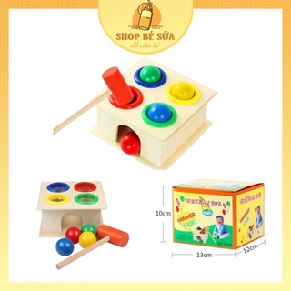 Đồ Chơi Gỗ Hộp Đập Bóng Cho Bé Nhiều Màu Sắc, Đồ Chơi Thông Minh Montessori Giúp Bé Nhận Biết