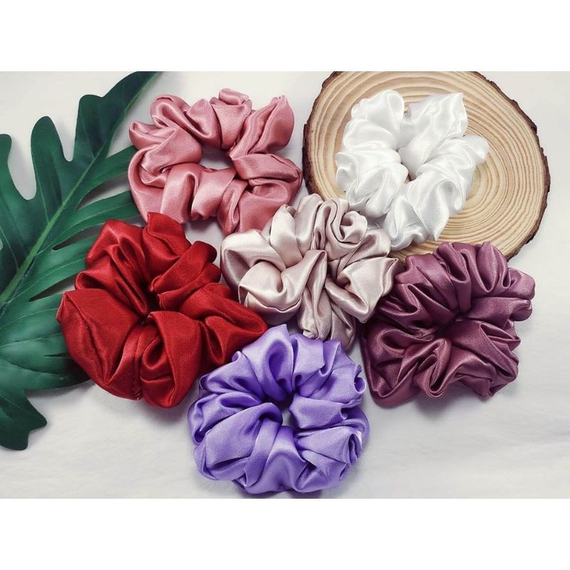 Cột Tóc Scrunchies Lụa Satin Nhiều Màu