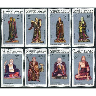 Tem sưu tập MS 256 Tem CTO Việt Nam Tượng chùa Tây Phương 1971 ( 8 tem )