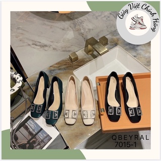 Giày thời trang nữ QBEL ❤️FREESHIP❤️ Giày công sở cao gót vuông khuy chữ C đế vuông 5cm 7015-1