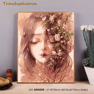Tranh Sơn Dầu Số Hóa Tranhsohoavn cô gái hoa rơi lệ AN4008