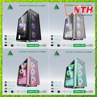 Case Gaming VSP HA01 Mini Tower (Màu Đen-Trắng-Hồng- Xanh)
