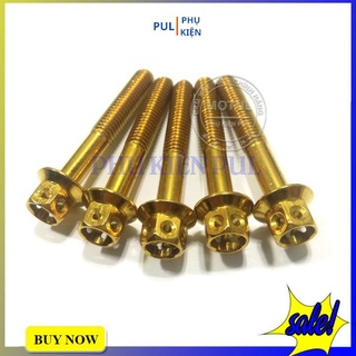 Ốc inox 6li40 đầu vương miện vàng giá 1 con trang trí làm đẹp xe Wave Sirius SH AB Exciter Winner...