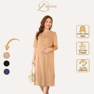 Đầm bầu đẹp V-neck Dress chất cotton có nút mở cho em bé dễ tuti by LAMME