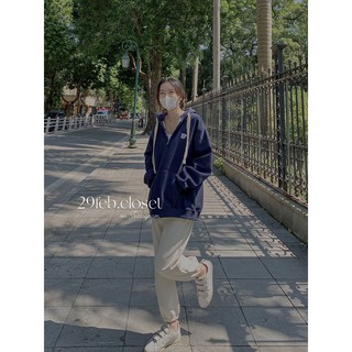 [Ảnh thật/Video] Áo khoác hoodie zip nỉ lót lông thêu B, mặc đôi nam nữ - 29feb.closet