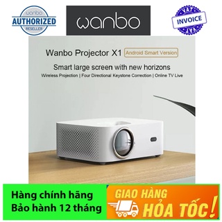 Máy chiếu mini Wanbo X1 Pro-Android 9.0 hỗ trợ điện thoại di động và máy chiếu 4k xem phim đồng thời (kết nối WiFi)