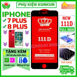 Kính cường lực iphone 7Plus/ 8Plus -  Cao cấp - Full màn hình 111D và Trong suốt - Độ cứng 10H [FreeShip_50K]