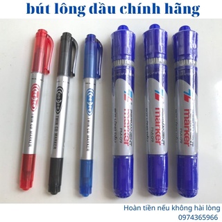 3 bút lông dầu PM-09/bút PM-04 Thiên Long/bút lông dầu 2 đầu, xanh, đen, đỏ chính hãng