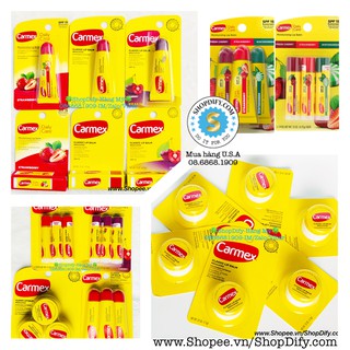 {Bill Mỹ} Son Dưỡng Môi Chống Nắng CARMEX Lip Balm SPF 15 Mùi Dâu, Cherry, Medicated, Dạng Tuýp, Thỏi, Hũ