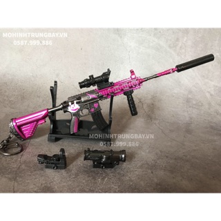MÔ HÌNH PUBG M416 SKIN THỎ HỒNG TẶNG SCOPE VÀ KỆ 19CM ⚡️
