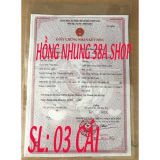 BAO ĐỰNG GIẤY ĐĂNG KÝ KẾT HÔN VÀ GIẤY TỜ KHỔ A4 - SÉT 3 CÁI