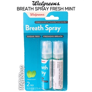 [Hàng Mỹ] Xịt Thơm Miệng Walgreens Breath Spray Fresh Mint (vỉ 2 chai x 7,5ml)