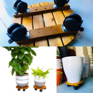 Đế Lót Chậu Cây, Giá Để Chậu Có Bánh Xe, Chất Liệu Gỗ, Đế Để Đồ Đa Năng (30x30)