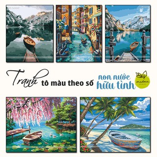 Tranh sơn dầu số hóa tự tô tổng hợp Non nước hữu tình