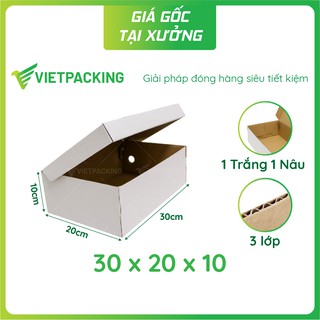 30x20x10 - 20 hộp carton đựng giày màu trắng siêu sang V176