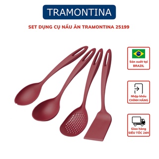 Dụng cụ nấu ăn Tramontina 25199 bộ 4 món muôi xẻng nhựa PA cao cấp chịu nhiệt tốt 3 màu nhập khẩu chính hãng Brazil