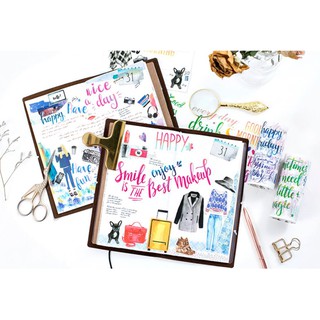 Cuộn washi tape Colorful lettering băng dính băng keo 10cm x 5m trang trí sổ tay | BSW081
