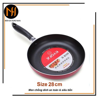 Chảo chống dính Kyofa công nghệ Hàn Quốc, cạn lòng trơn 1 tay cầm size 28cm, men chống dính bền và an toàn