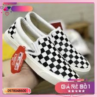[Sale Sốc]✅sập giá✅ Giày 𝐕𝐀𝐍𝐒 Caro lười viền trắng, giày thể thao nam nữ 2021 full box bill