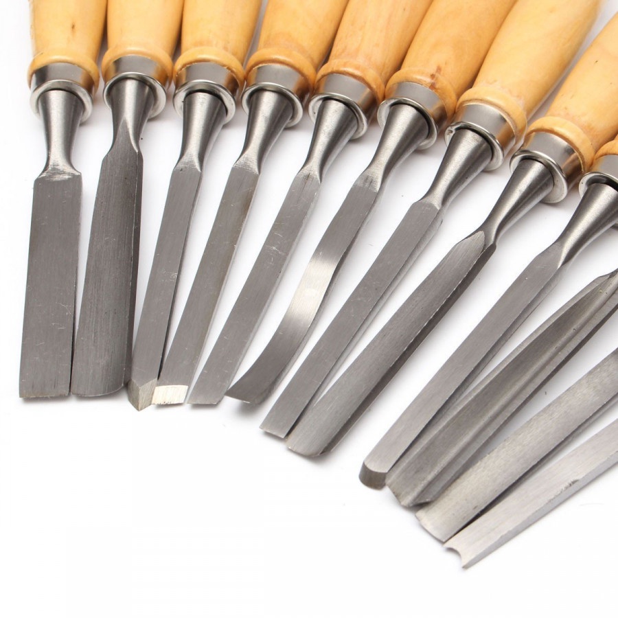 bộ đục gỗ điêu khắc gỗ 12 món lưỡi thép, hợp Đục Gỗ 12 Món
