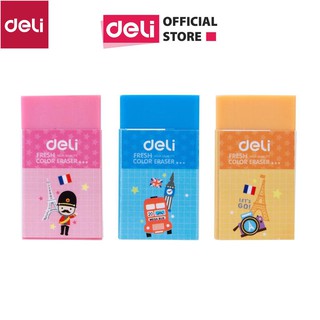 Tẩy Hình vẽ hoạt hình Deli - Hồng / cam / xanh dương - Hộp 30/45 chiếc -W27956 / W27950 [Deli]