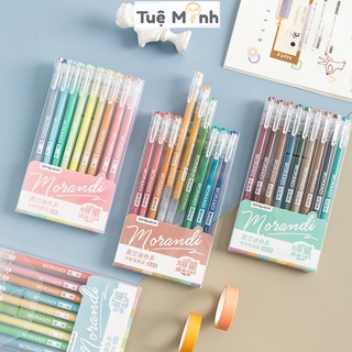 Set 9 bút gel Morandi nét 0.5mm nhiều màu, bút viết nét mượt cho học sinh, văn phòng