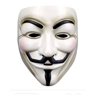 Mặt nạ Hacker Anonymous hóa trang màu trắng chất liệu an toàn phù hợp nhiều lứa tuổi
