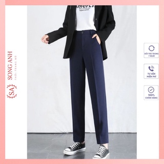 Quần baggy, quần tây công sở nữ cạp cao vải tuyết mưa vitex đen/xanh than/xám có bigsize 75kg