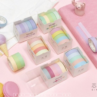 [Mã SKAMLTSM9 giảm 10% đơn 99K] Box Băng Dán Washi Tape 5 cuộn Colorful 10mm (5m)