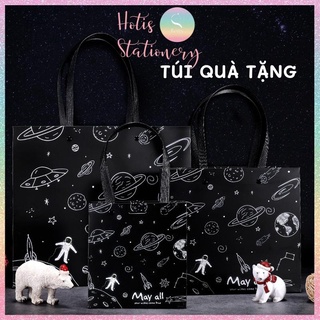 [HOTIS] Túi quà tặng hành tinh đen huyền bí có quai xách và tặng kèm ruy băng thắc nơ