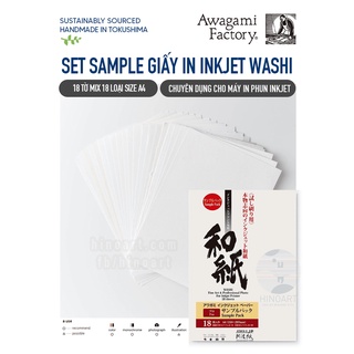 SET GIẤY WASHI AWAGAMI CHUYÊN DỤNG CHO IN PHUN INKJET AIJP INKJET- PRO SAMPLE PACK A4 18 TỜ