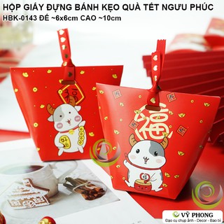 SET 5 HỘP GIẤY HÌNH THANG HÌNH CON TRÂU NGƯU PHÚC ĐỰNG BÁNH KẸO QUÀ TẶNG TẾT NĂM MỚI, MỪNG TÂN XUÂN NEW YEAR HBK-0143