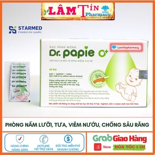 Gạc rơ lưỡi Dr Papie baby pro cho bé Gạc lau răng, rơ miệng  Hộp 30 gói lamtinpharmacy