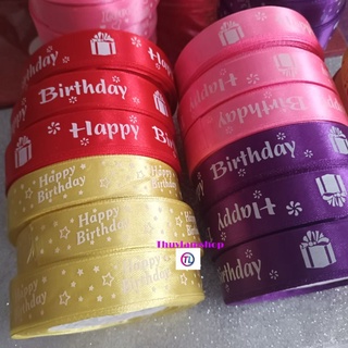 Cuộn ruy băng in chữ Happy Birthday bản 2cm dài 22cm