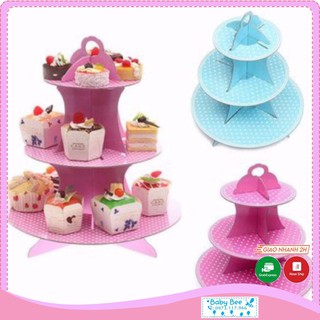 Kệ bánh cupcake 3 tầng theo chủ đề: elsa, người nhện, xanh bi, hồng bi,...