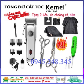 Tông đơ cắt tóc chuyên nghiệp Kemei KM-1998 phiên bản pro Pin 2000mAh, máy siêu nhẹ siêu mạnh siêu êm [Gia Dụng Mark]