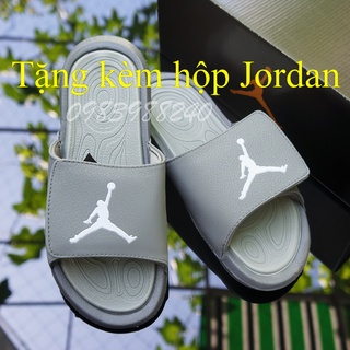 Dép JD Jordan bóng rổ FREE SHIP + hộp hãng + jordan đủ tem tag loại 1 xám full quai ngang xé dán nam nữ. BH Slippers