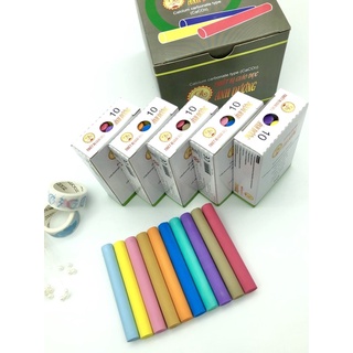 Hộp 10 cây phấn sạch màu Ánh Dương Cleany Canxicacbonat phấn viết bảng nhiều màu và không bụi Binkids TB12
