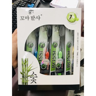 Hộp 30 chiếc bàn chải than tre BOSSI siêu rẻ (chải tụt lợi vẫn chưa hết)- Bàn chải than hoạt tính sợi lông mềm