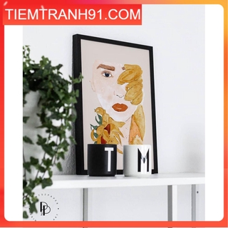 Tranh Canvas Cao Cấp  Tranh màu nước - Woman Portrait Watercolor Print Neutral, Abstract Art, Boho Prints