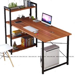 Bàn làm việc 1,2m &amp;1m khung sắt kèm giá sách sơn tĩnh điện chịu lực cao, bàn vi tính hoặc bàn học, làm việc lắp ráp