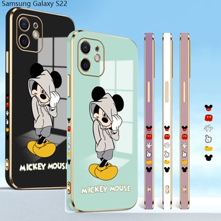 Samsung Galaxy S22 Plus Ultra S22+ 5G For Phone Case Soft Casing Silicone Cartoon Mouse Electroplating Full Cover Shockproof TPU Cases