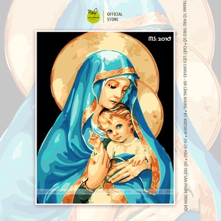 Tranh số hóa tự tô Madoca có khung 40x50cm Đức Mẹ Maria T2018