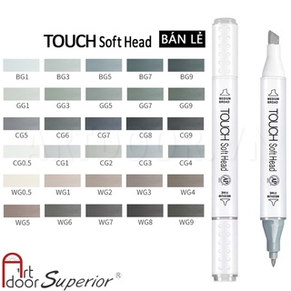 [ARTDOOR] Bút Marker TOUCH SOFT HEAD gam Đen/Trắng/Xám