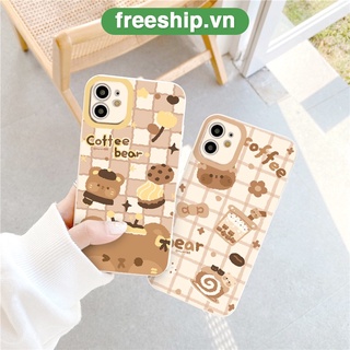 Ốp Iphone vuông cạnh coffe Bear food ốp lưng iphone đủ mã 12promax 13promax 11 promax x xr xsmax 6 6plus 7 plus 8plus