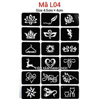 Khuôn xăm hình mặt trời, cái móc, hoa sen, lá nghệ thuật.. L04