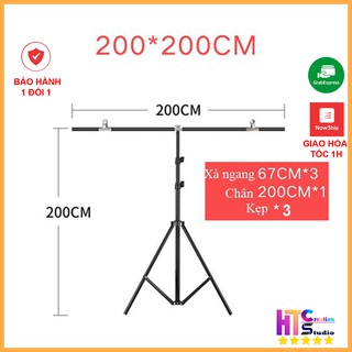 Khung giá treo phông nền chữ T chụp ảnh, livestream kích thước 2x2m (tặng kẹp)- Kèm phông nền