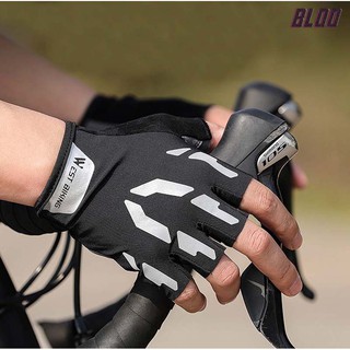 Găng Tay Xe Đạp Thể Thao Phản Quang Chống Trượt Giảm Xốc Nửa Ngón Tay WEST BIKING